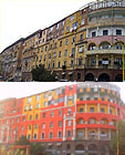 I palazzi di Tirana ritinteggiati e colorati I palazzi di Tirana ritinteggiati e colorati