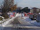 Neve e ghiaccio lungo via Camposanto Vecchio a Senigallia