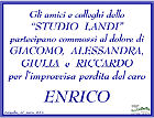 Manifesto funebre per Enrico Landi dagli amici dello studio Landi