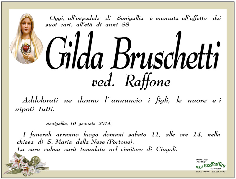 Manifesto funebre per Gilda Bruschetti