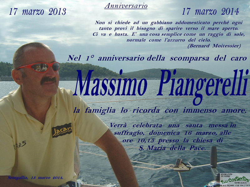 Il manifesto funebre in ricordo di Massimo Piangerelli