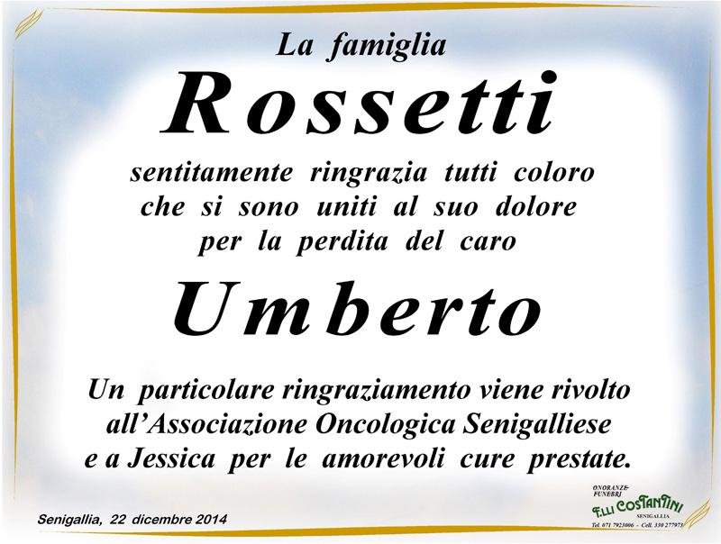 Manifesto funebre per Umberto Rossetti