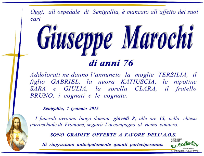 Manifesto funebre per Giuseppe Marochi