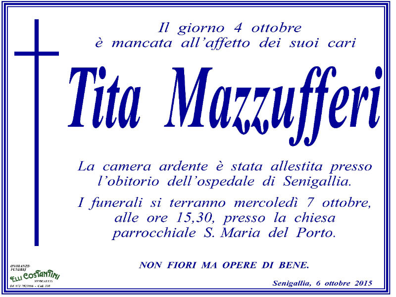 Tita Mazzufferi, necrologio