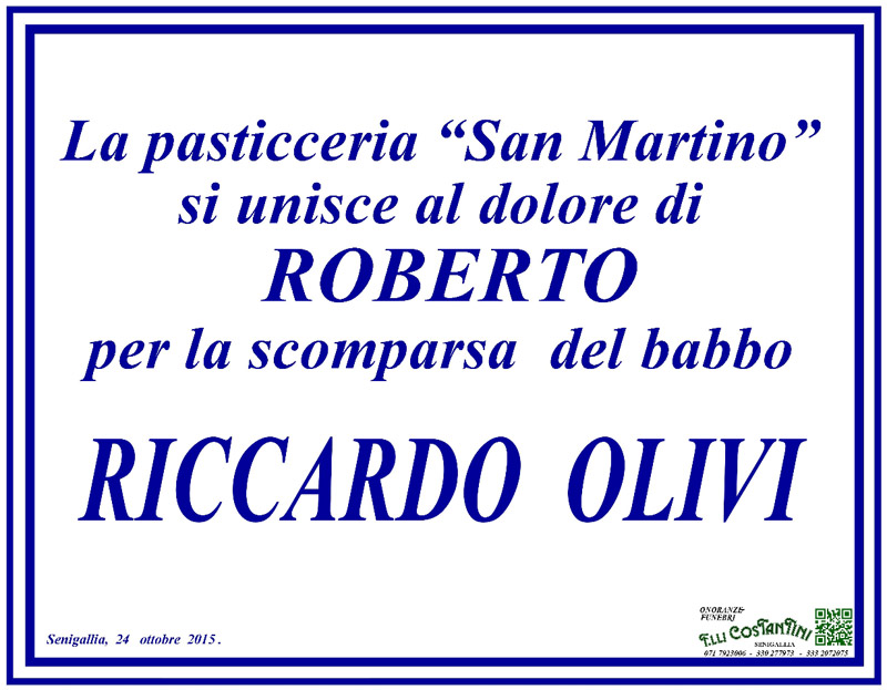 Manifesto funebre per la scomparsa di Riccardo Olivi
