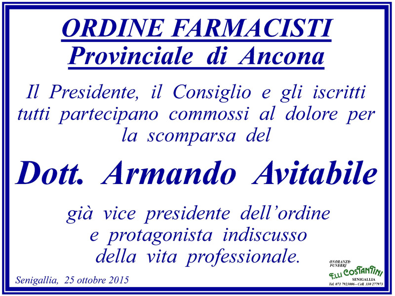 Manifesto funebre per Armando Avitabile
