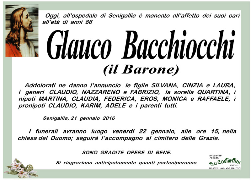 Manifesto funebre per Glauco Bacchiocchi