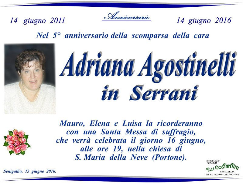 Manifesto di suffragio per Adriana Agostinelli in Serrani