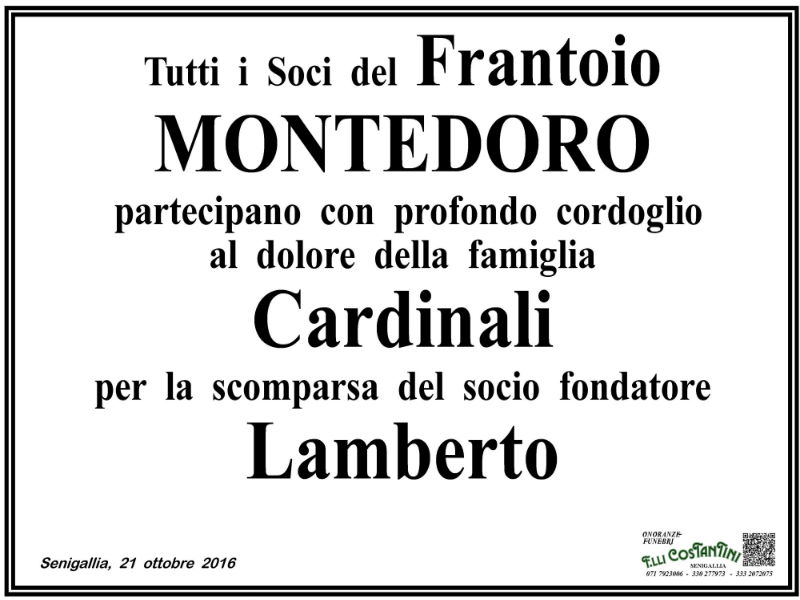 Morte di Lamberto Cardinali