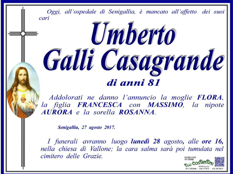 Necrologio Umberto Galli Casagrande