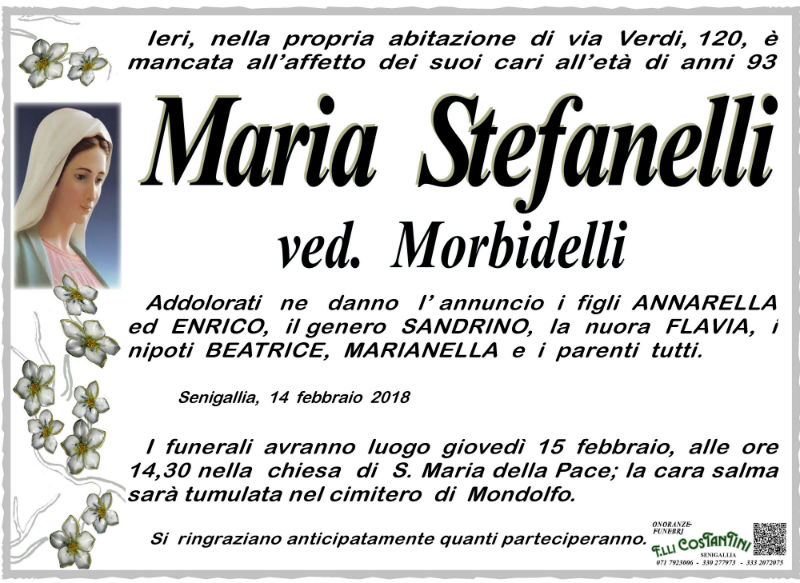 Maria Stefanelli, necrologio