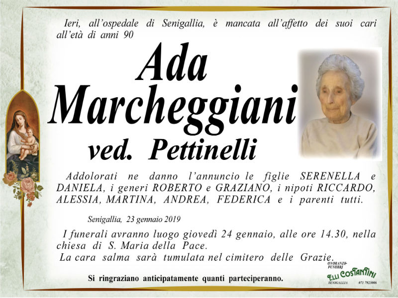 Ada Marcheggiani, necrologio