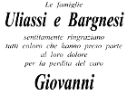 Ringraziamenti famiglie Uliassi e Bargnesi