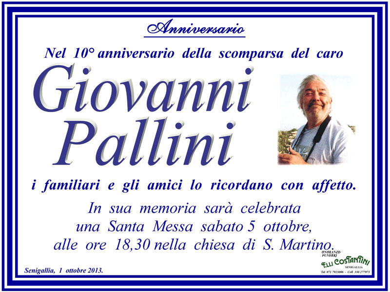 Manifesto funebre per Giovanni Pallini