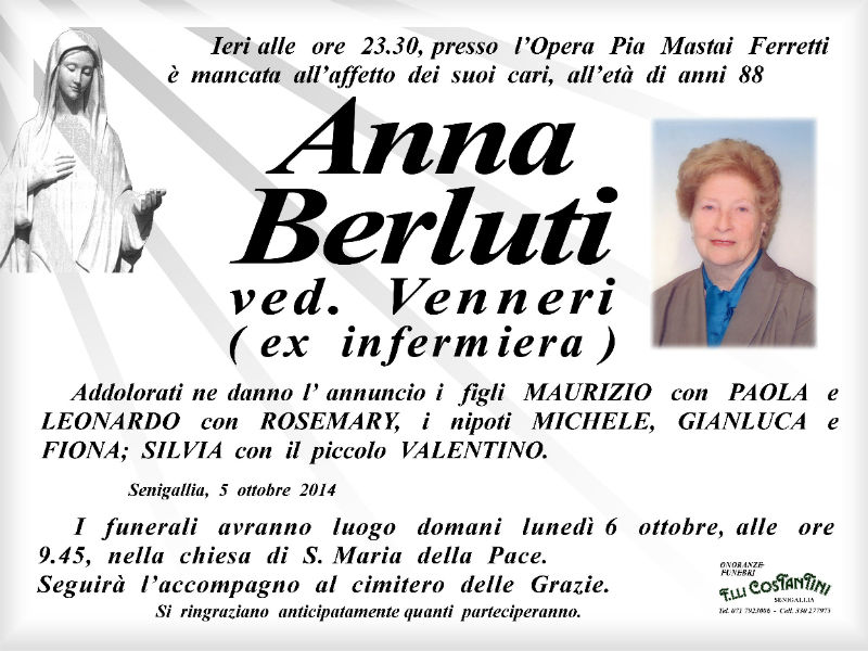Necrologio Anna Berluti