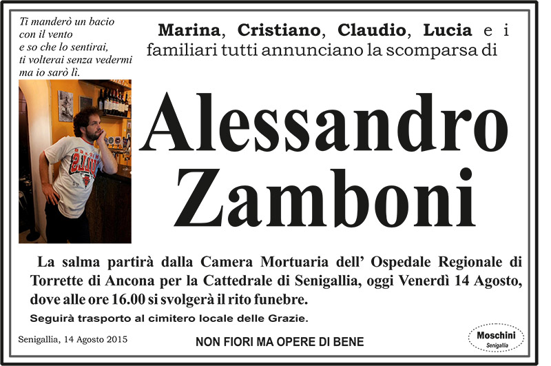 Necrologio Alessandro Zamboni