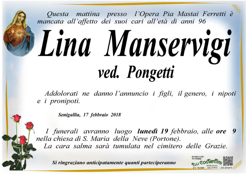 Necrologio Lina Manservigi