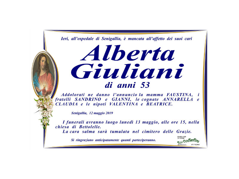 Necrologio Alberta Giuliani
